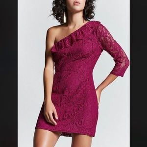 Forever 21 Fuchsia One Shoulder Lace Dress S
